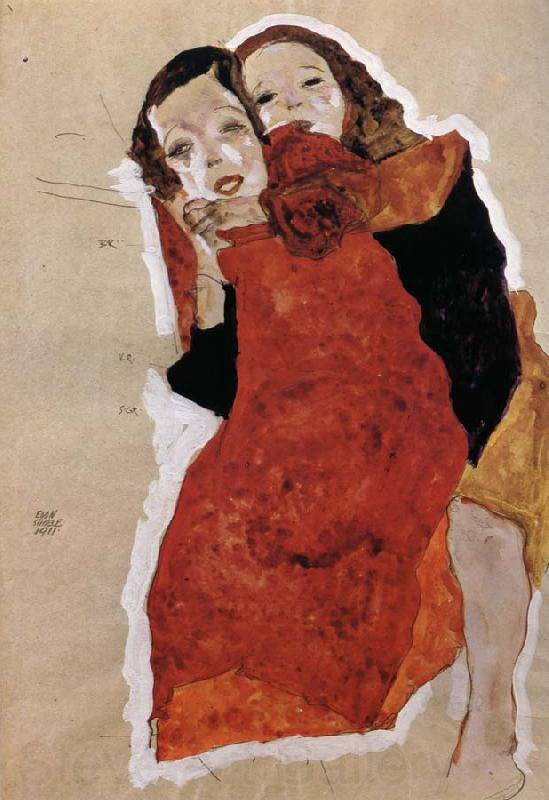 Egon Schiele Two Girls Norge oil painting art